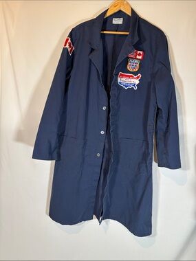 Vintage workwear Navy Patch-Accent jacket